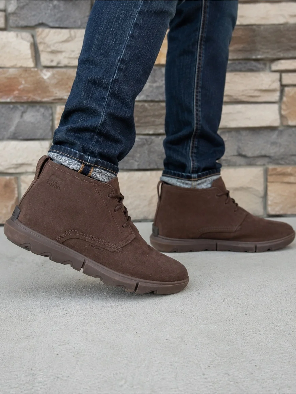 SOREL Men’s Size 10.5 Brown Waterproof Suede Chukka Boots Faux Fur Lined
